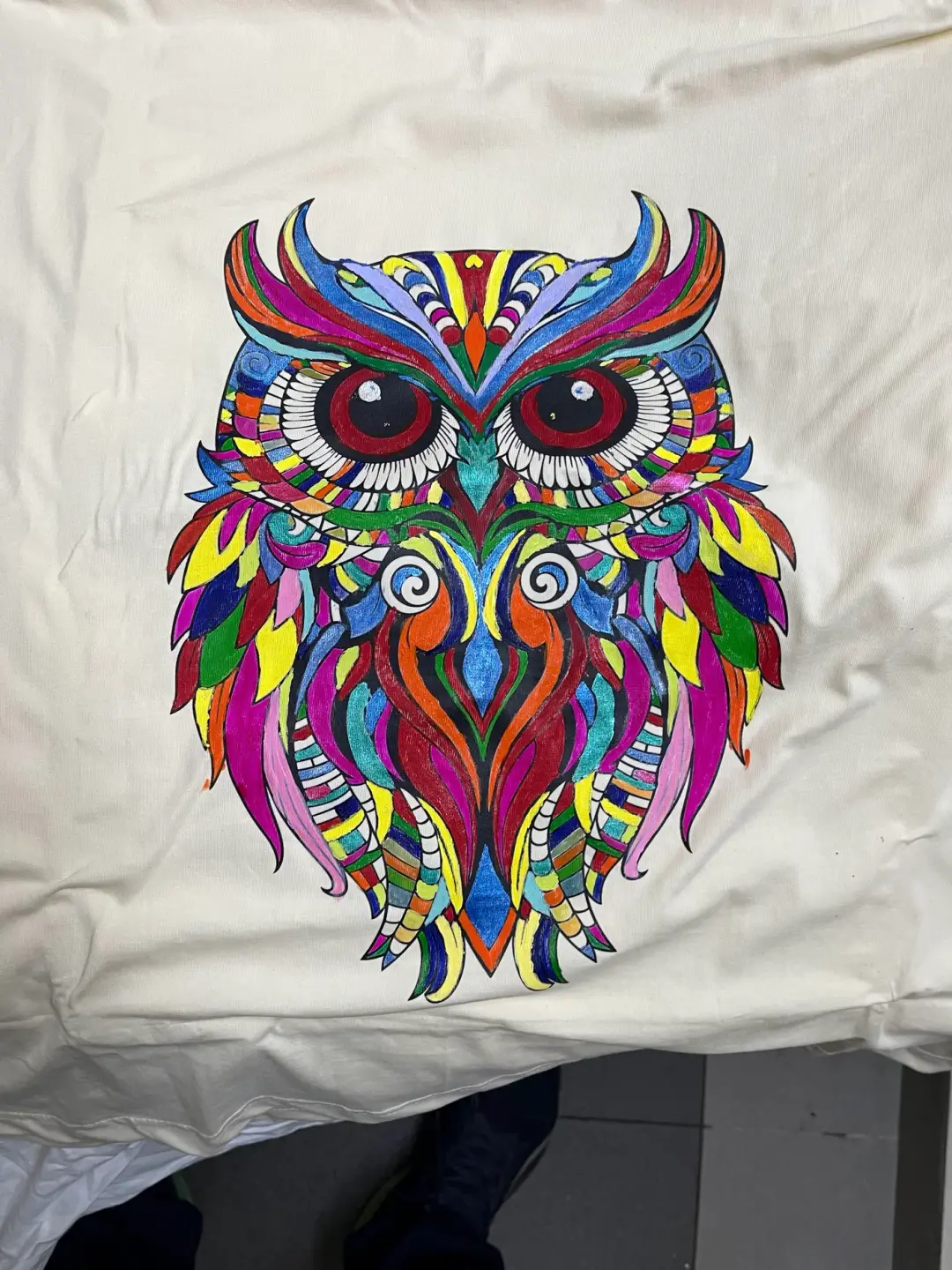 The finished owl - over four hours, every segment painted individually