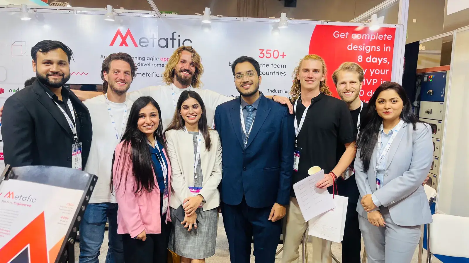 The Metafic team at an exhibition booth in 2023