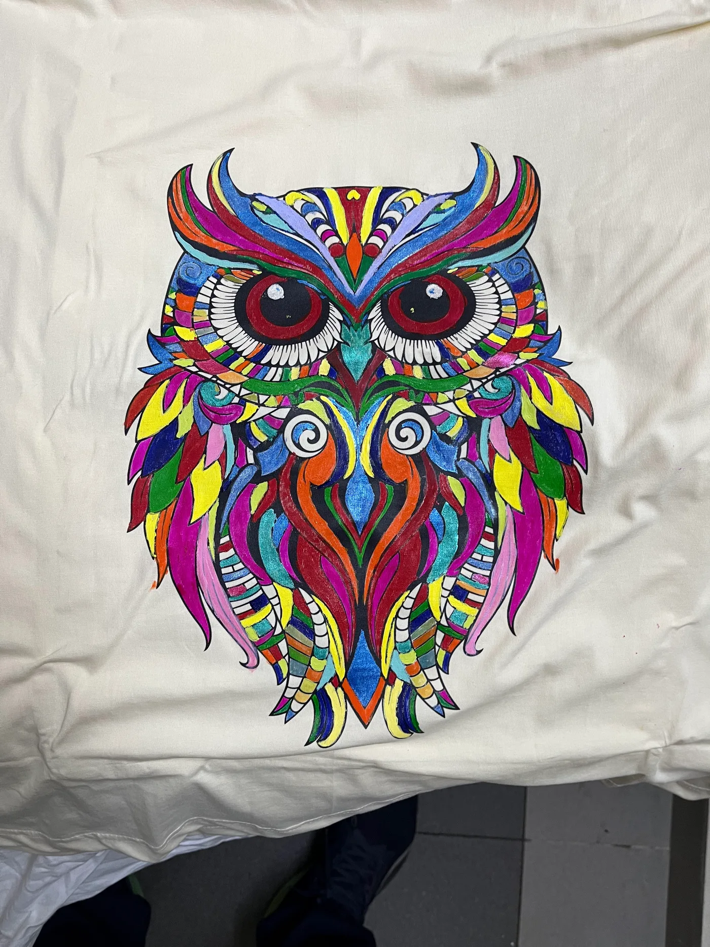 The finished owl - over four hours, every segment painted individually